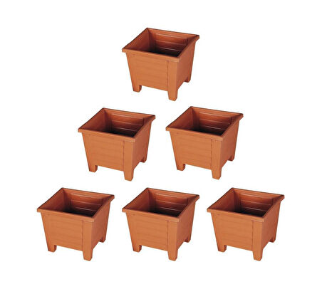 Omnipazar SY-5846 Dekoratif Plastik Kare Ayaklı Saksı 7 lt Kiremit 6 Adet