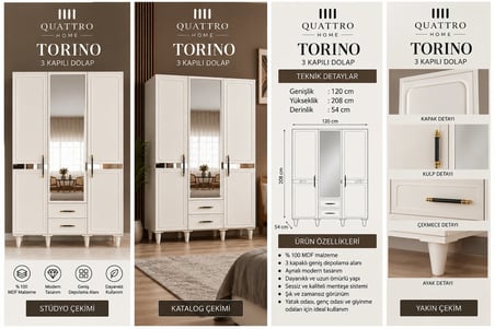 TORINO 3 KAPAKLI DOLAP