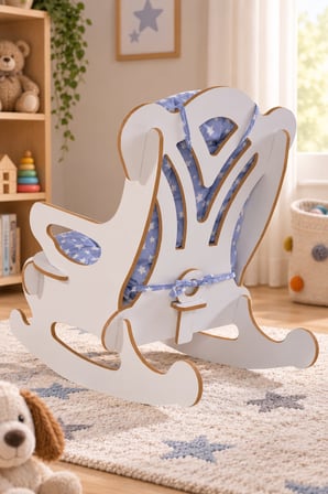 SuloraHome Mavi Yıldızlı Ahşap Sallanan Çocuk Sandalyesi