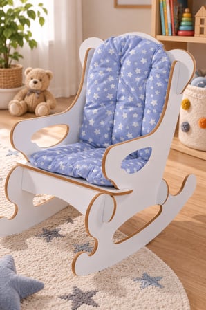 SuloraHome Mavi Yıldızlı Ahşap Sallanan Çocuk Sandalyesi