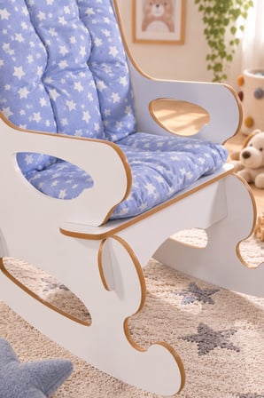 SuloraHome Mavi Yıldızlı Ahşap Sallanan Çocuk Sandalyesi