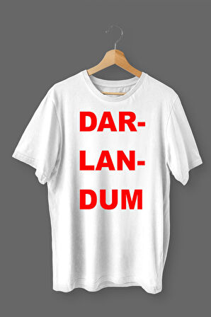 Darlandum Baskılı Pamuklu Likralı T-shirt (Kırmızı Yazılı Beyaz) XL Beden