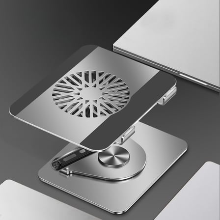 Laptop Standı Alüminyum Soğutmalı Mıknatıslı Harici Fanlı 360 Derece Döner Ayarlı Ergonomik Gaming Notebook ve MacBook Uyumlu Güçlü Soğutucu Stand Gümüş