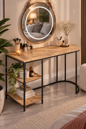 SuloraHome Dolunay Çalışma ve Makyaj Masası Kahverengi 125 cm