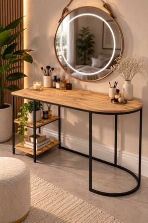 SuloraHome Dolunay Çalışma ve Makyaj Masası Kahverengi 125 cm