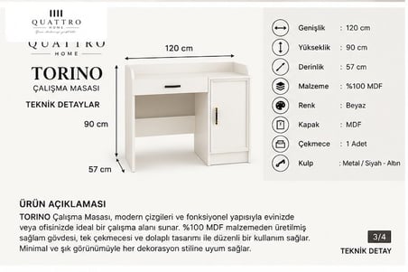 TORINO ÇALIŞMA MASASI