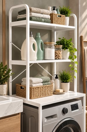 SuloraHome Çamaşır Makinesi Üstü Banyo Rafı - Beyaz 70 cm