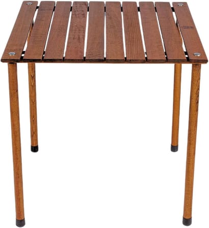 L 60cm x 60cm x 50cm Ahşap Katlanır Rulo Kamp ve Piknik Masası Kahverengi