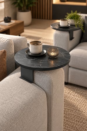 SuloraHome Ikili Yan Sehpa Seti Ayarlanabilir Tepsi Tasarim