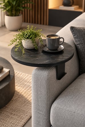 SuloraHome Ikili Yan Sehpa Seti Ayarlanabilir Tepsi Tasarim