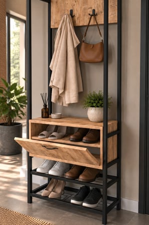 SuloraHome Metal Portmanto Kahverengi 180 cm