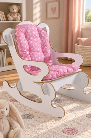 SuloraHome Yıldızlı Minderli Sallanan Çocuk Sandalyesi - Pembe