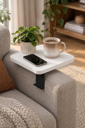 SuloraHome Ayarlanabilir Koltuk Sehpası Beyaz