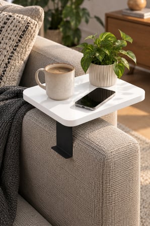 SuloraHome Ayarlanabilir Koltuk Sehpası Beyaz