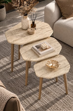 SuloraHome 3'lü Geometrik Zigon Sehpa Seti