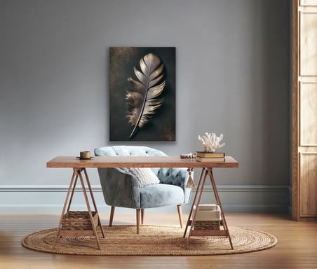 Bronz Tüy Desenli Kanvas Tablo 70x100cm
