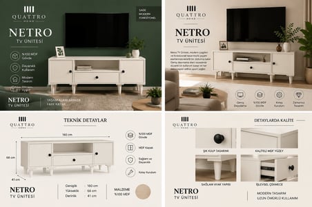 NETRO TV ÜNİTESİN BEYAZ