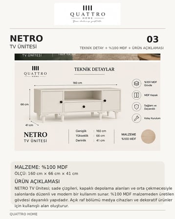 NETRO TV ÜNİTESİN BEYAZ