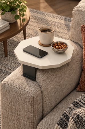 SuloraHome Ayarlanabilir Sekizgen Yan Sehpa Krem