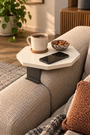 SuloraHome Ayarlanabilir Sekizgen Yan Sehpa Krem