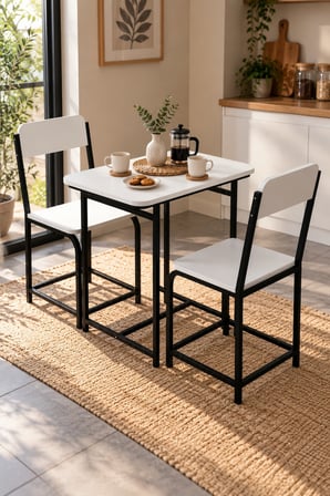 SuloraHome Mutfak Masası ve 2 Sandalye Takımı Suntalam Beyaz 72x52