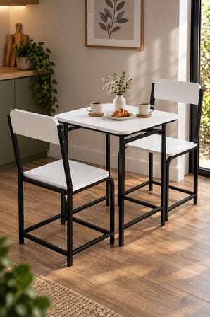 SuloraHome Mutfak Masası ve 2 Sandalye Takımı Suntalam Beyaz 72x52