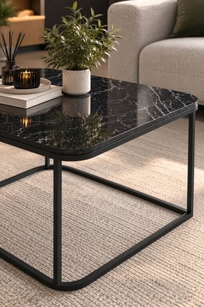 SuloraHome Siyah Kare Orta Sehpa 65x50 cm