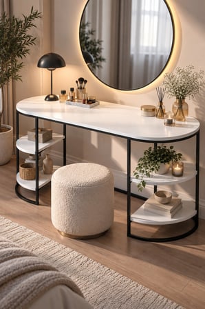 SuloraHome Beyaz Çalışma ve Makyaj Masası 140 cm