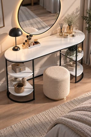 SuloraHome Beyaz Çalışma ve Makyaj Masası 140 cm