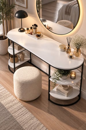 SuloraHome Beyaz Çalışma ve Makyaj Masası 140 cm