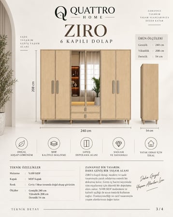 ZIRO 6 KAPAKLI DOLAP