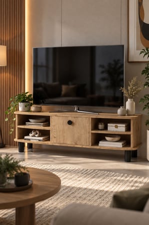 SuloraHome Bej Suntalam TV Sehpası 136x44 cm