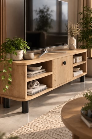 SuloraHome Bej Suntalam TV Sehpası 136x44 cm
