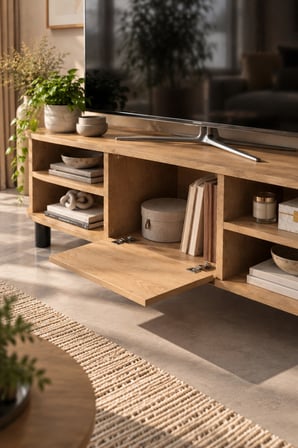 SuloraHome Bej Suntalam TV Sehpası 136x44 cm
