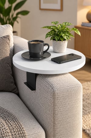 SuloraHome Ayarlanabilir Koltuk Yanı Sehpa Beyaz