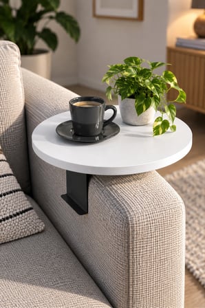 SuloraHome Ayarlanabilir Koltuk Yanı Sehpa Beyaz