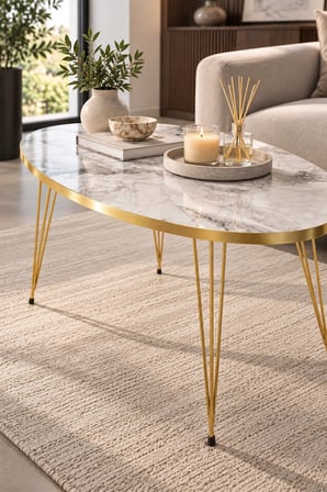 SuloraHome Elips Gold Orta Sehpa