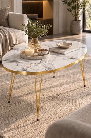 SuloraHome Elips Gold Orta Sehpa