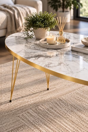 SuloraHome Elips Gold Orta Sehpa