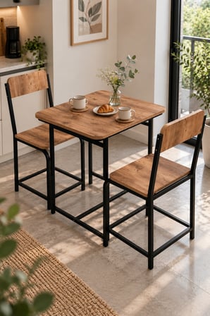 SuloraHome Kahverengi Suntalam Mutfak Masası ve 2 Sandalyeli Takım