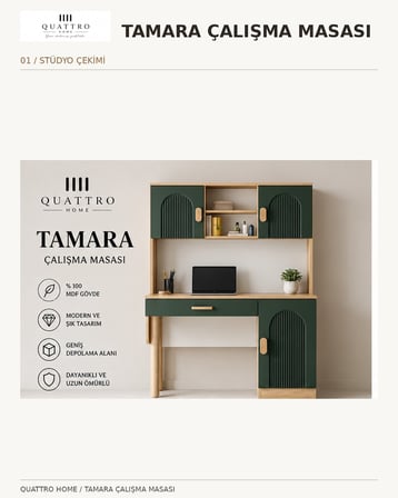 TAMARA KİTAPLIKLI ÇALIŞMA MASASI