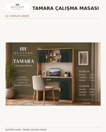 TAMARA KİTAPLIKLI ÇALIŞMA MASASI