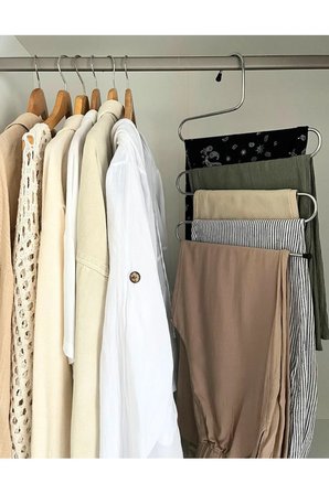 3 Adet Metal Dolap İçi Krom Askı 5 Katlı Paslanmaz Organizer Pantalon Eşarp Etek Askısı