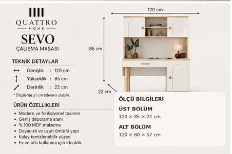 SEVO KİTAPLIKLI ÇALIŞMA MASASI