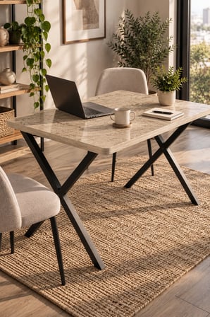 SuloraHome Modern Ahşap Görünümlü Mutfak ve Yemek Masası 110x70 cm
