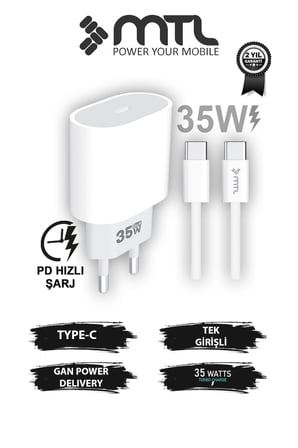 İPhone 15-16-17 / Pro ve Pro Max Serisi Uyumlu Gerçek 35W Gan Type-C Güvenli PD Hızlı Şarj Cihazı