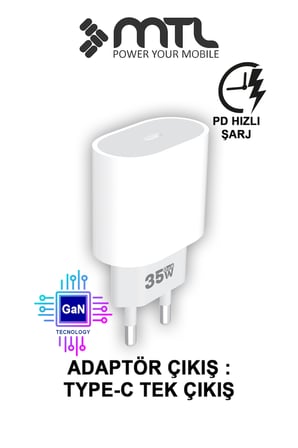 İPhone 15-16-17 / Pro ve Pro Max Serisi Uyumlu Gerçek 35W Gan Type-C Güvenli PD Hızlı Şarj Cihazı