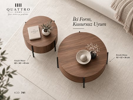 Norella 741 2’li Ceviz Orta Sehpa Takımı