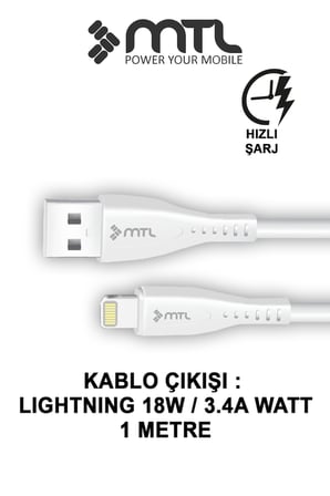 18W QC 3.0 Destekli Hızlı USB Adaptör + Lightning iPhone Usb Kablo Hızlı Şarj Seti MT1313