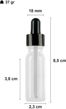 10 ml Metal Kapaklı Damlalık Dropper Şişesi Serum 10 cc Cam Şişe 6 Adet (Siyah Kapak, Şeffaf)